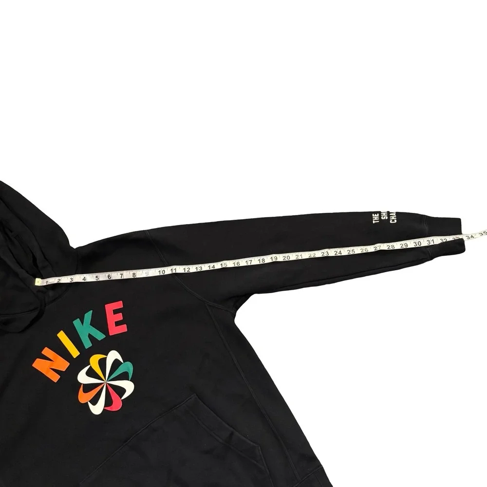 Nike Mens Black Sunburst Pinwheel Logo Graphic Pullover Hoodie Small